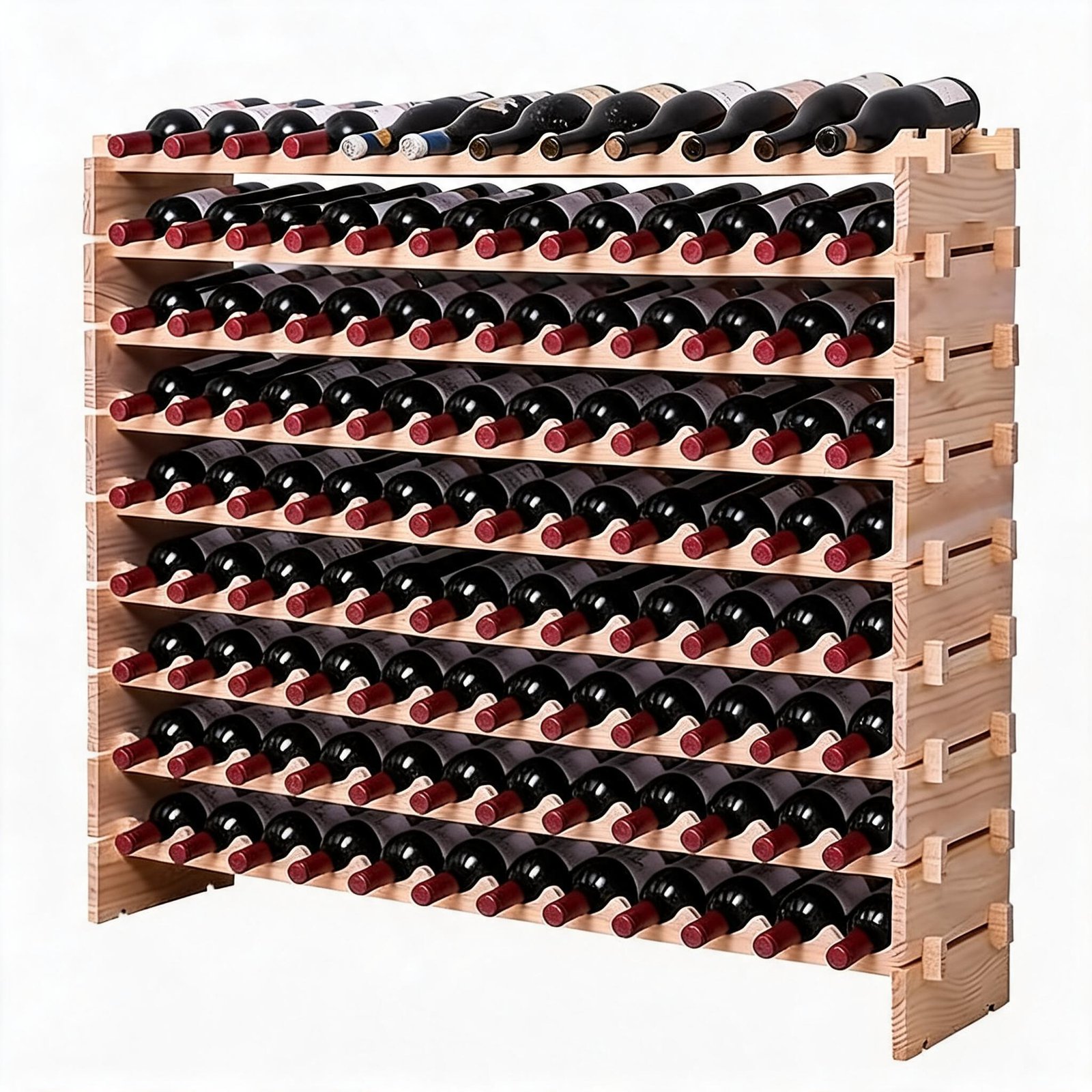 Image of Wine Rack Stackable Storage Organizer For Home Bar Kitchen Countertop Cellar Display Shelf