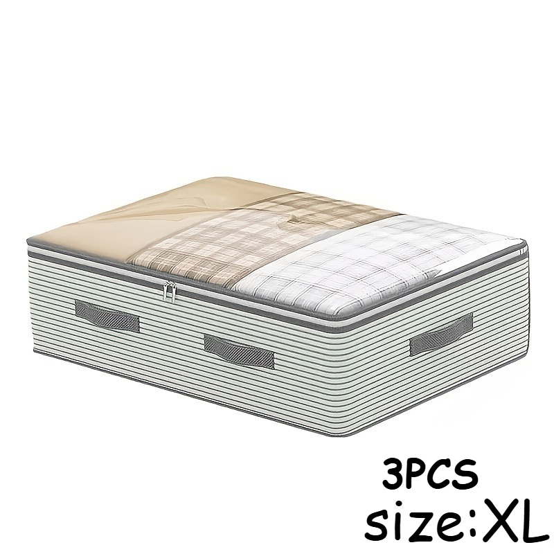 TEMU Ldq Large Heavy-duty Non-woven Fabric Storage Organizer Bag With Transparent Window & Lid - Large Capacity Vertical Suitable For Wardrobe, Under