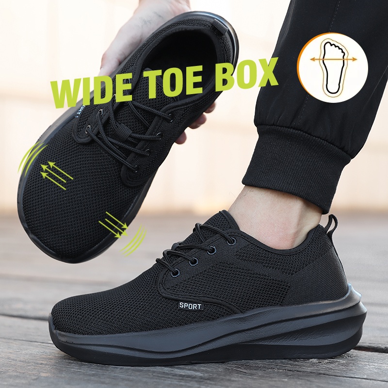TEMU Sneakers, 1 Pair Men's Wide Sole Trekking Shoes, Wide-toed Outdoor Solid-style Hiking Boots, Lightweight And Comfortable Running Training Shoes,