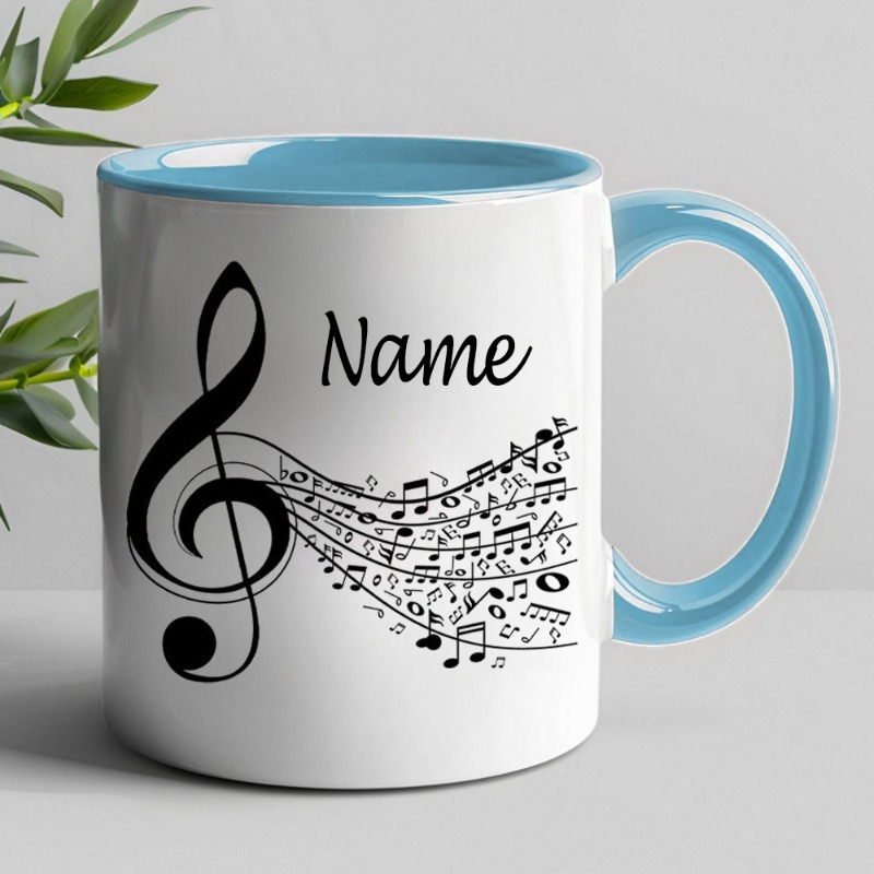TEMU Customizable Music-themed Ceramic Mug - "dancing Between Notes" Design, Ideal Gift For Teachers, Pianists, And Music Lovers, Of Year Or