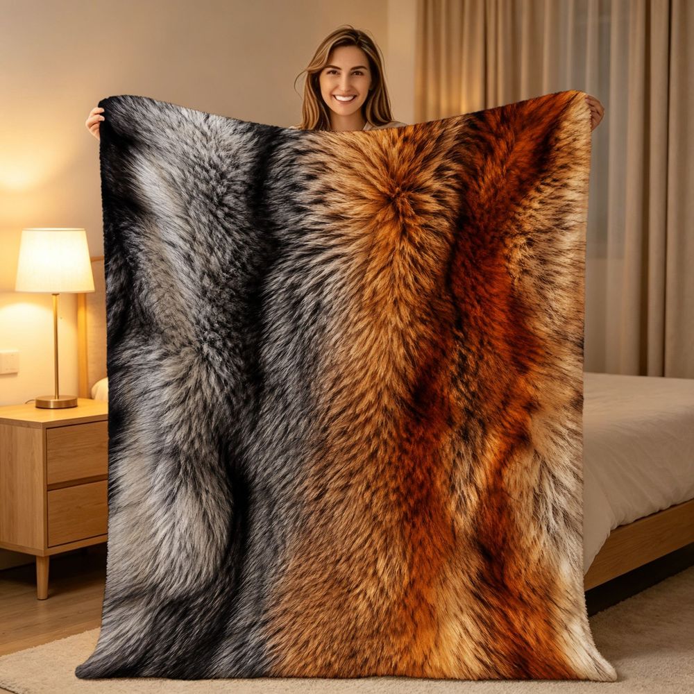 TEMU 2d Flat Luxurious Faux Fur Blanket, Soft And Fluffy Plush Spread, Decorative Warm Fluffy Blanket Suitable For Sofa, Living Room, Room, Travel,