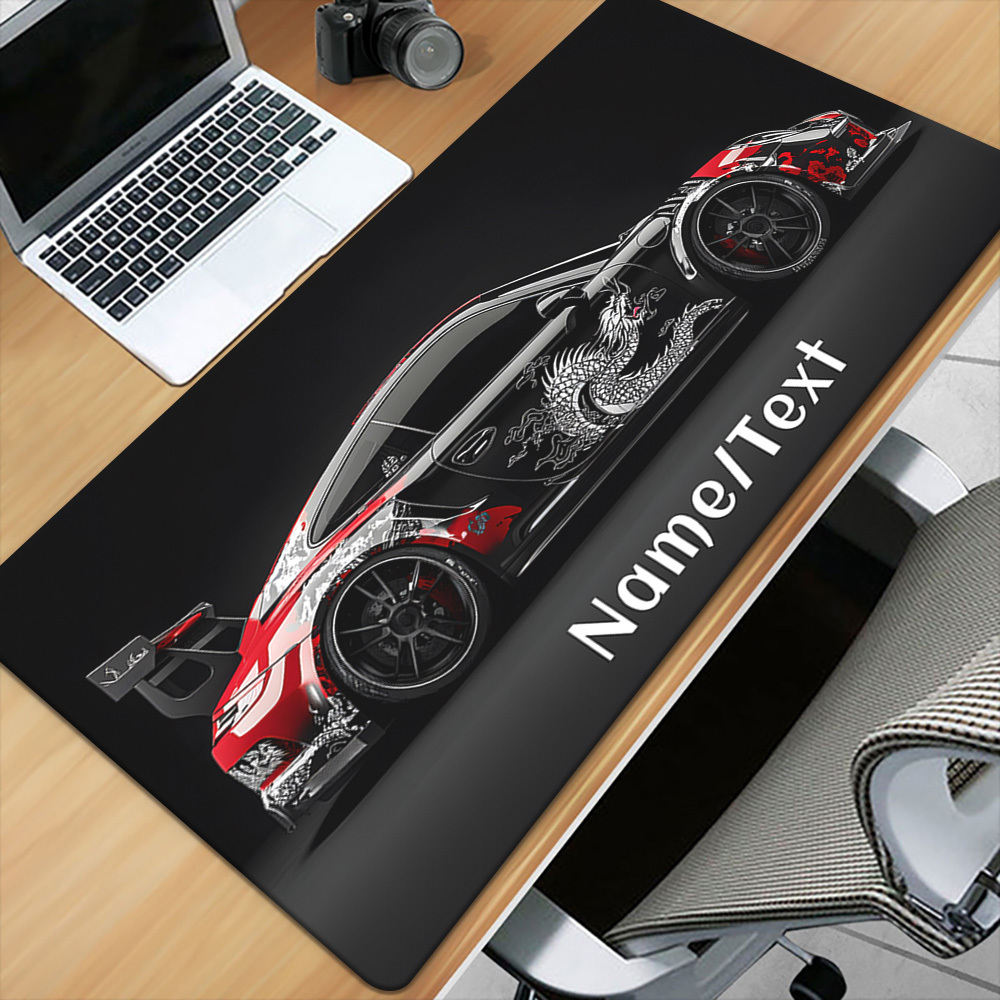 TEMU 1pc Personalized Name/text, A High-definition Printed Pad Featuring A Black Sports For Your Desk, Multifunctional Xxl Mousepad, Keyboard Gaming