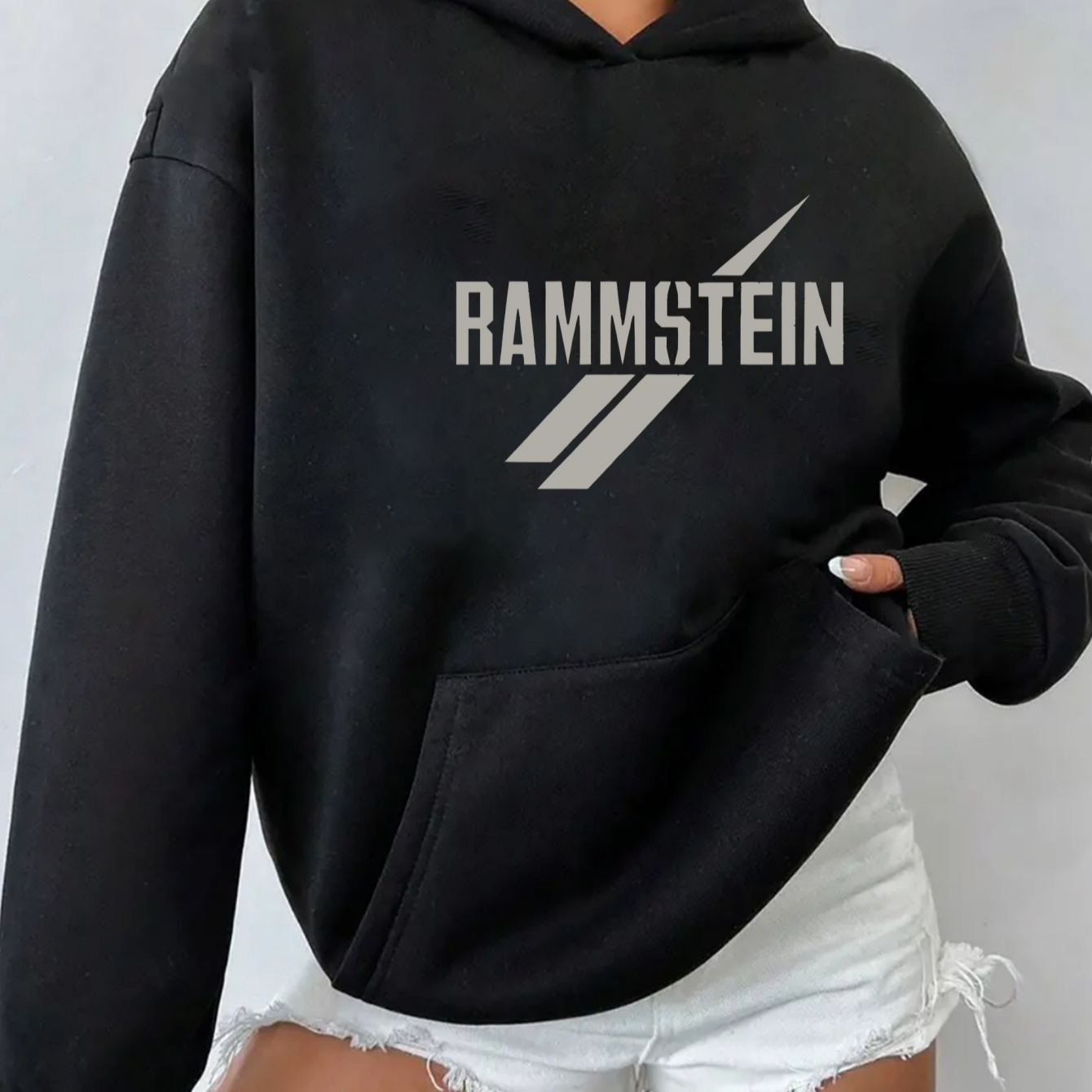 

Hoodie For Women, Casual Polyester Knit Fabric Pullover, With Hood, Stretch, Alphabet Pattern, For Adult Active Sweatshirt