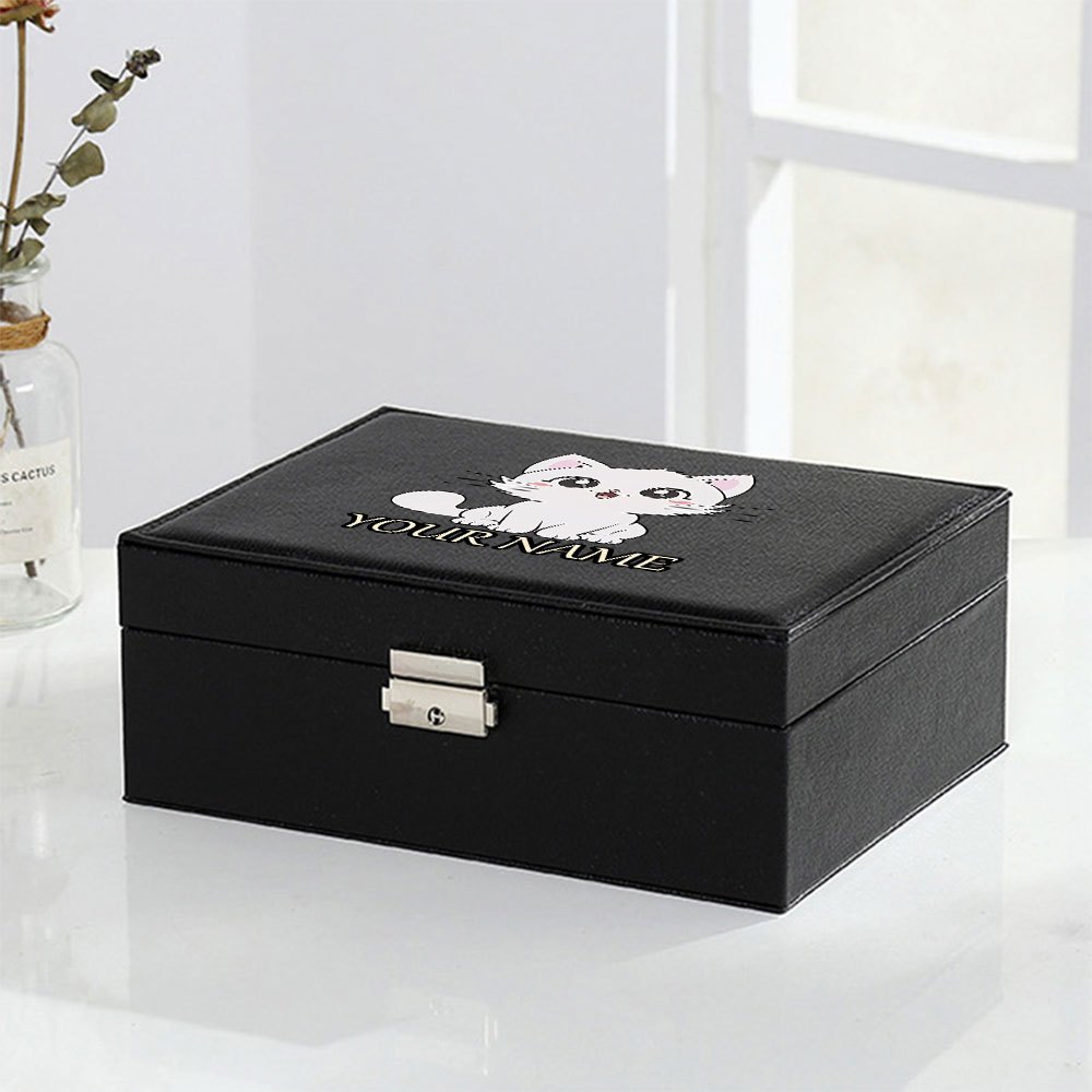 Custom Name Printed Jewelry Box, Lockable Storage Case