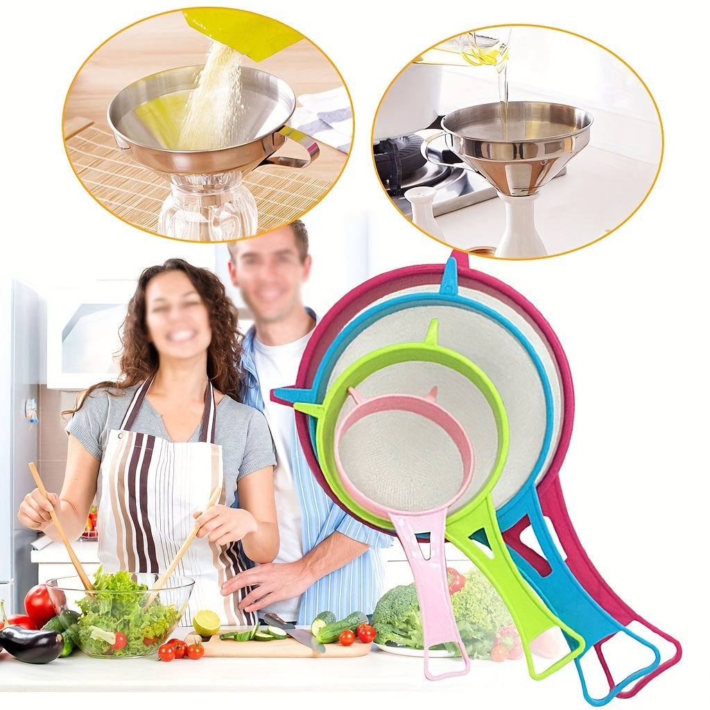 4pcs Multifunctional Strainer Set - Colorful Kitchen Filter Suitable for Tea, Juice, And Soy Milk - Durable Food-Grade Plastic Design with Ergonomic Handle And Fine Mesh - Space-Saving Kitchen Tool, Countertop Water Filter, Tea Brewing Device 9 4pcs Multifunctional Strainer Set - Colorful Kitchen Filter Suitable for Tea, Juice, And Soy Milk - Durable Food-Grade Plastic Design with Ergonomic Handle And Fine Mesh - Space-Saving Kitchen Tool, Countertop Water Filter, Tea Brewing Device - Image 9