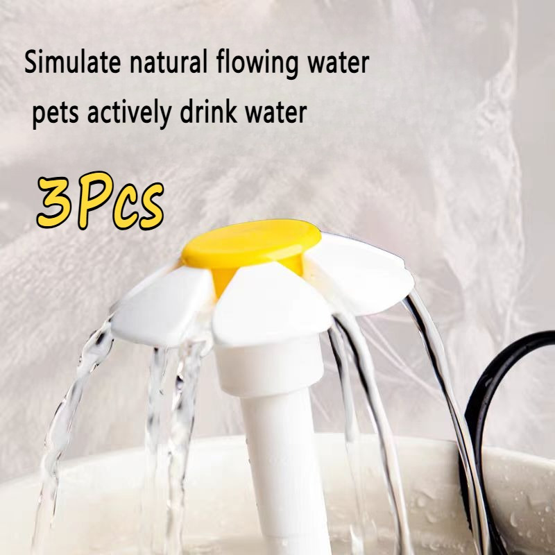 Image of 3pcs Cat Fountain Replacement Flower Head Dog Round Cube Stainless Steel Top Water Water Dispenser Water Dispenser Flower Head