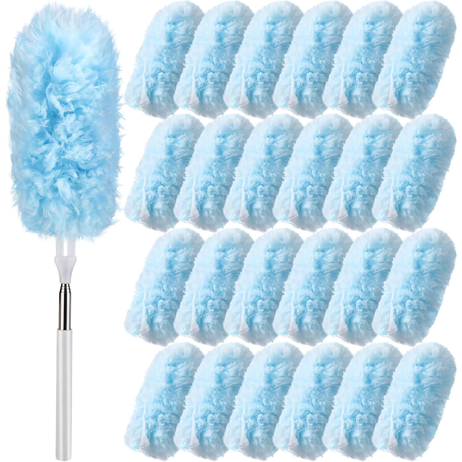 TEMU 67pcs Blue Dusting Duster Set, 180Â° Multi-surface Duster, Disposable Microfiber, Removes Dust, Suitable For Home, Office, Furniture, Fans, And