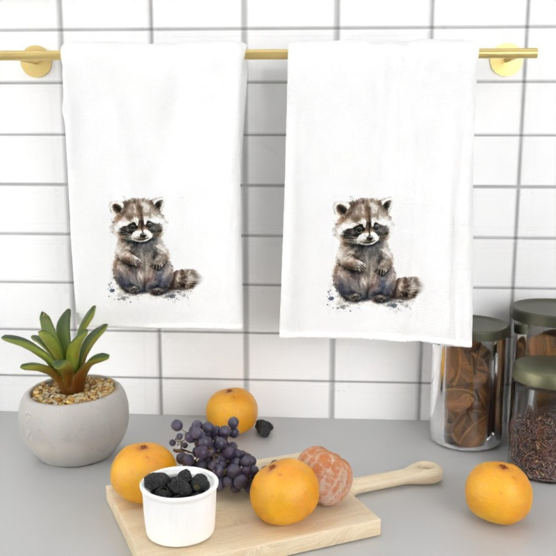 

2pcs Watercolor Kitchen Towels, 18x26 Inch, Super Soft Polyester, Unscented, Woven, Decorative Bathroom Towels, Cute Animal Art, Decor, Ideal For , Soft & Absorbent, Kids' Rooms & Sports Activities