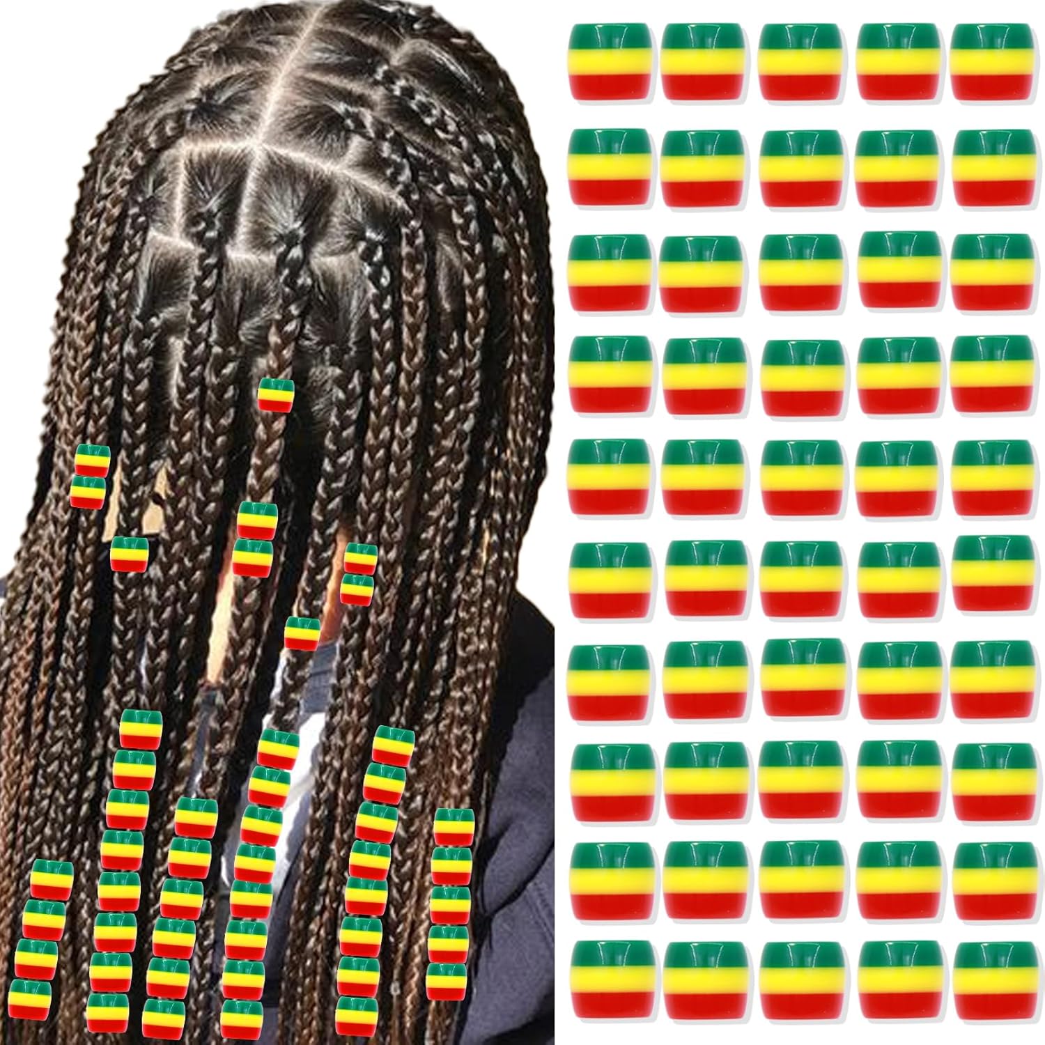 Image of 50pcs Hair Beads For Braids Pinstripe Loc Dreadlock Acrylic Beads For Women Hair Decoration Bead Accessories For Women