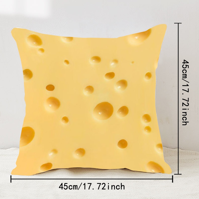 TEMU Taie d'oreiller texturée "Fromage", 45x45cm, simple face, en peluche courte/micro-flanelle, lavable en machine, hypoallergénique, convient pour