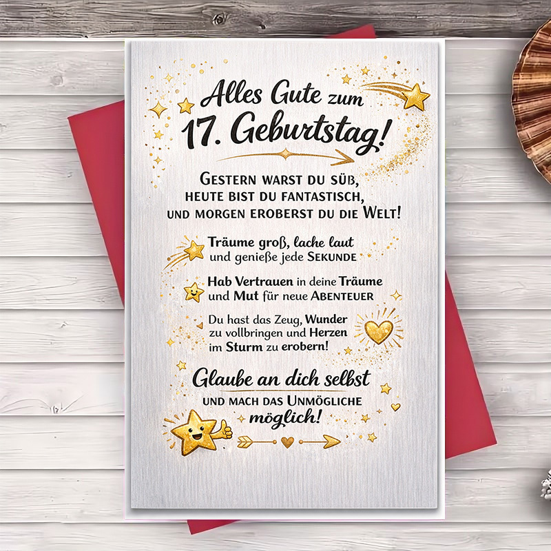 Image of 2pcs (one Envelope And 1 Greeting Card)inspirational 17th Birthday Greeting Card Perfect For Teens And Young Adults Milestones With Motivation And Positivity Ideal For Giftsgreeting Card