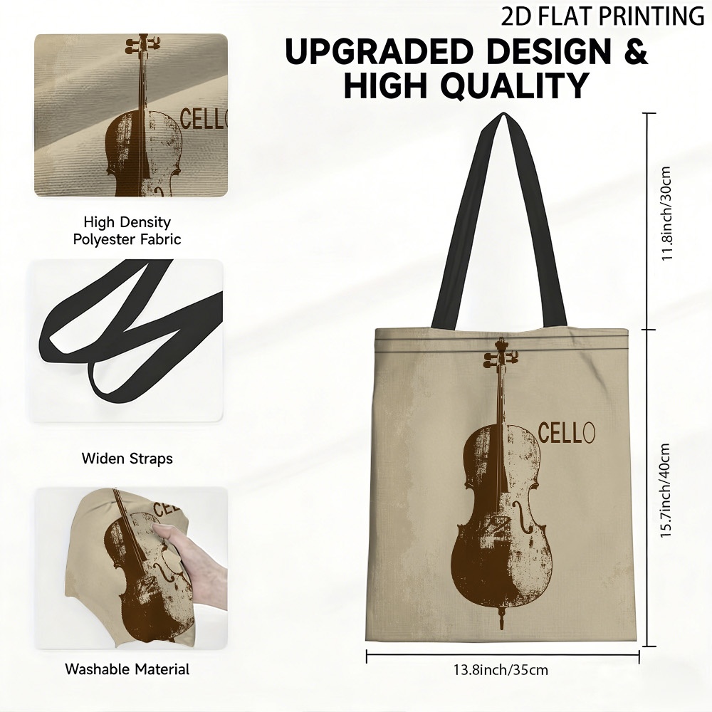 TEMU (2d Flat) 1pc Vintage Tote Bag, Canvas Fashion Printed Tote, Daily Shopping Travel And , Versatile For Baking Supply Run Kitchen Shopping Use