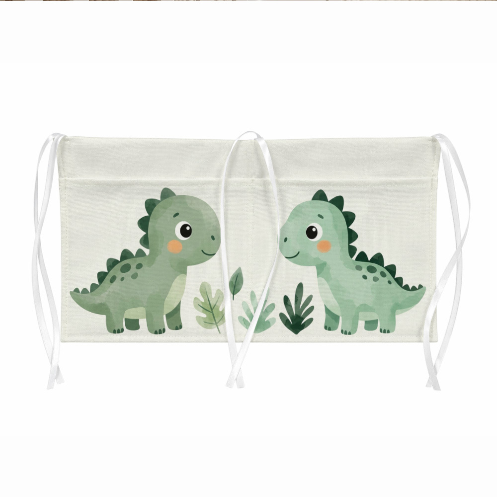 TEMU 1 pièce Sac de rangement mural suspendu Kawaii Dinosaure pour chevet - Étagère de rangement à double compartiment vert pastel avec décoration de