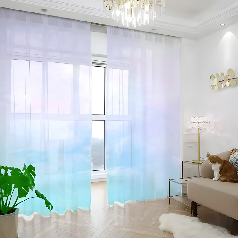 TEMU 2 paquetes de cortinas translúcidas con acuarela en rosa y , decoración para hogar, ideales para sala, dormitorio, estudio, comedor o , temática