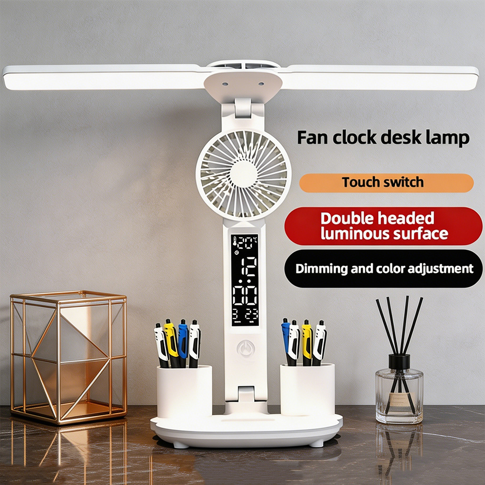 multifunctional fan desk lamp reading light dual head led table lamp 3   usb powered office and study soft light fan desk lamp with dual adjustable heads eye protection desk lamp for living room bedroom   modern lighting lamp Product details 9