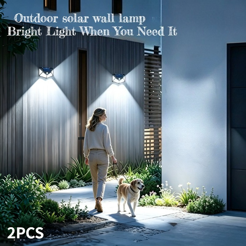 TEMU 2pcs, 100 Led Wall Lamps, Solar Wall Lamps, 3 , With Motion Sensor, 270° Wide Range Of , Wall Washing Lamps, For Home Decoration, Garden