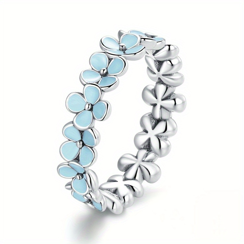 E-shop 1 Stück Damen Mode Persönlichkeitsring, Exquisiter Emaille-Blumenring, Schöner Bohemian-Stil Ring für Urlaub , Vier Farben erhältlich