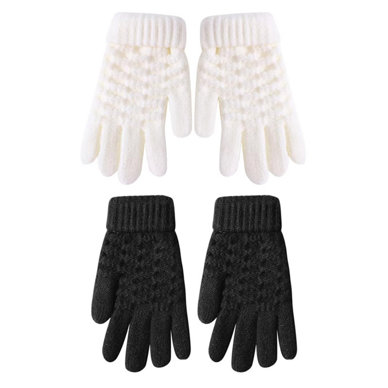 TEMU 2-pair Fleece Jacquard Gloves Winter Thick Anti-slip Warm Gloves, Suitable For Students Or Women, Outdoor Commute Additions