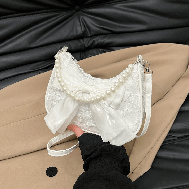 TEMU Korean-style Fashionable Crossbody Bag For Women, Sweet And Cute Bow Bag With Chain, Small Square Bag, Stylish Shoulder Bag