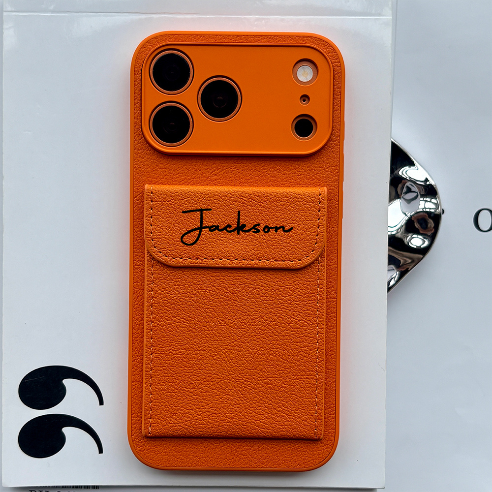 TEMU Phone Case - Phone Case Signature Custom Pu Card Holder Phone Case With Handwritten Signature, Compatible With Iphone 17 16 15 14 13 12 11 Pro