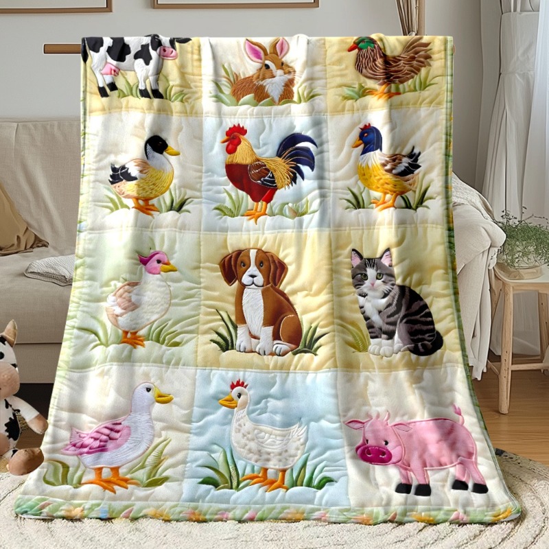 Farm Animal Pattern High Definition Printed Flannel Blanket