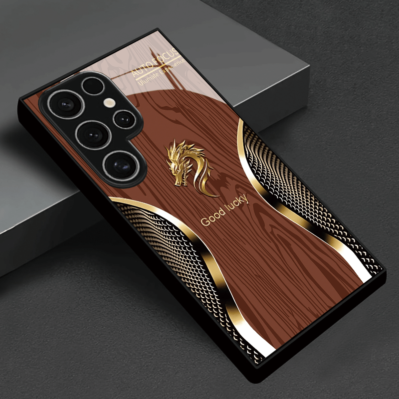 TEMU Phone Case - Dragon Suitable For A56 A55 A16 A26 A15 A54 A36 A35 A34 S25ultra S20pro S21plus S22 S23 S24 Black Glass Phone Case Anniversary