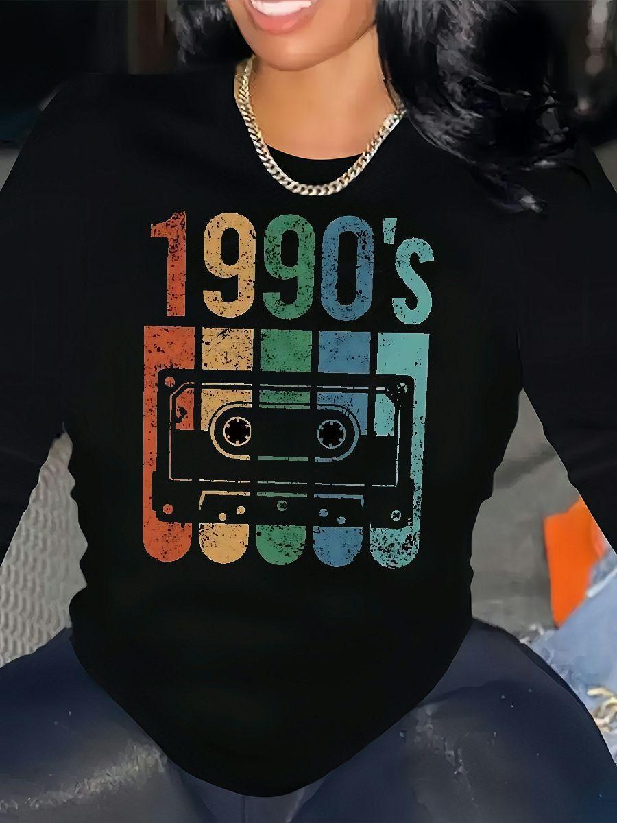 Sweat Femme Manches Longues Imprimé Floral - Col Rond, Coupe Décontractée, Tissu Doux, Pour Automne/hiver (tailles Asiatiques)