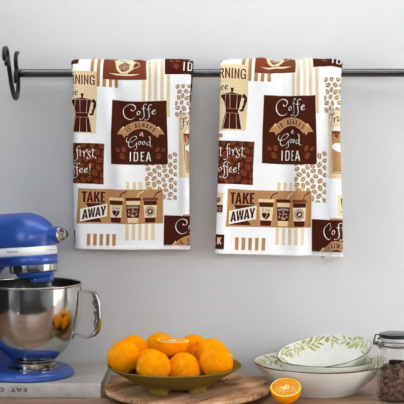 

2pcs Kitchen Towels - 18x26" Rustic Dish & Bathroom Towels, Ultra Soft Polyester, Machine Washable - Home , Coffee Towel, Vintage, Home Decor, Farmhouse Kitchen