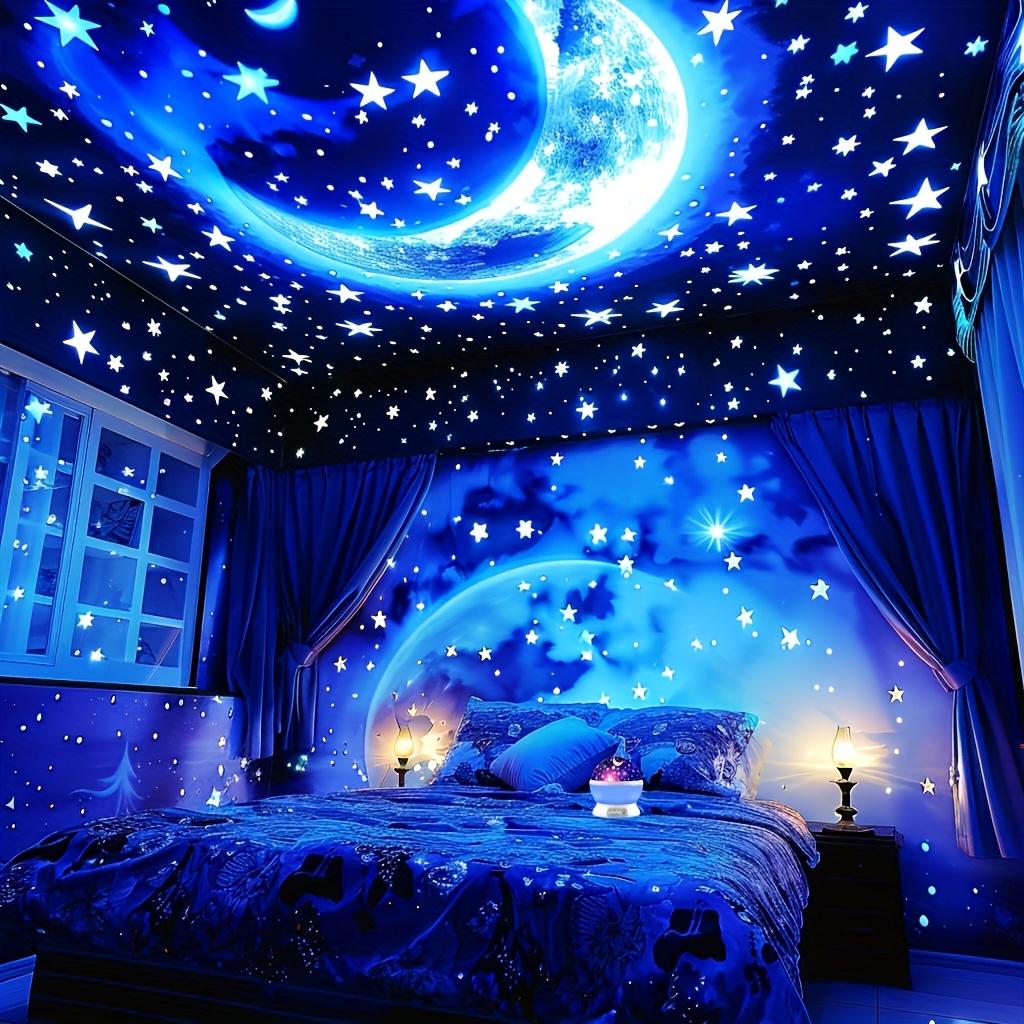 1 3d rotating star and moon projection lamp with color adjustment a festive party decoration ambient light suitable as a christmas or valentines day gift for friends   colleagues or as an outdoor bedroom birthday present