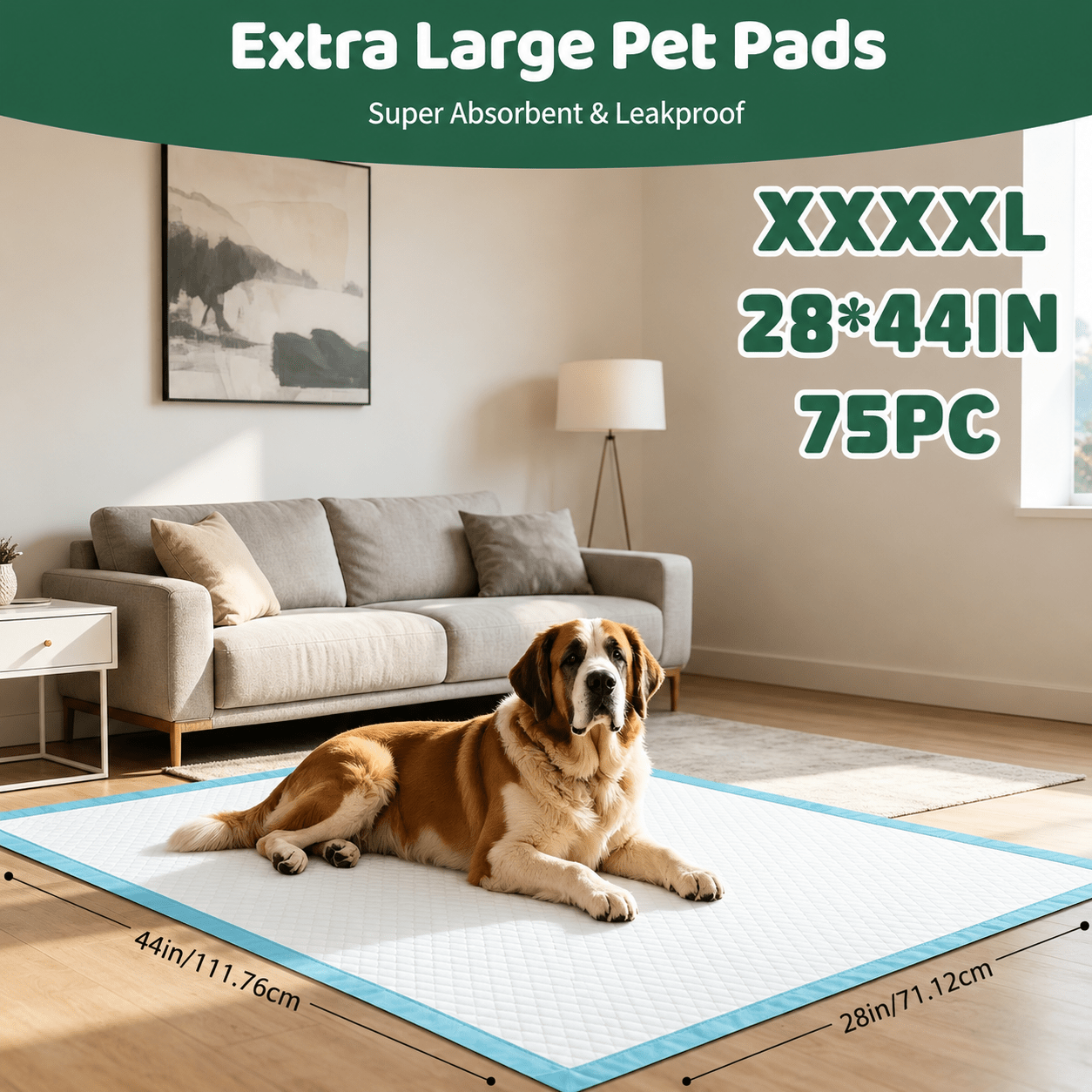 TEMU 28 X 44/35 X 35in Extra- For Large Size Urine Pad Extra- For Large Disposable Pet Training Pads, Urine Pads, Suitable For Large Dogs And
