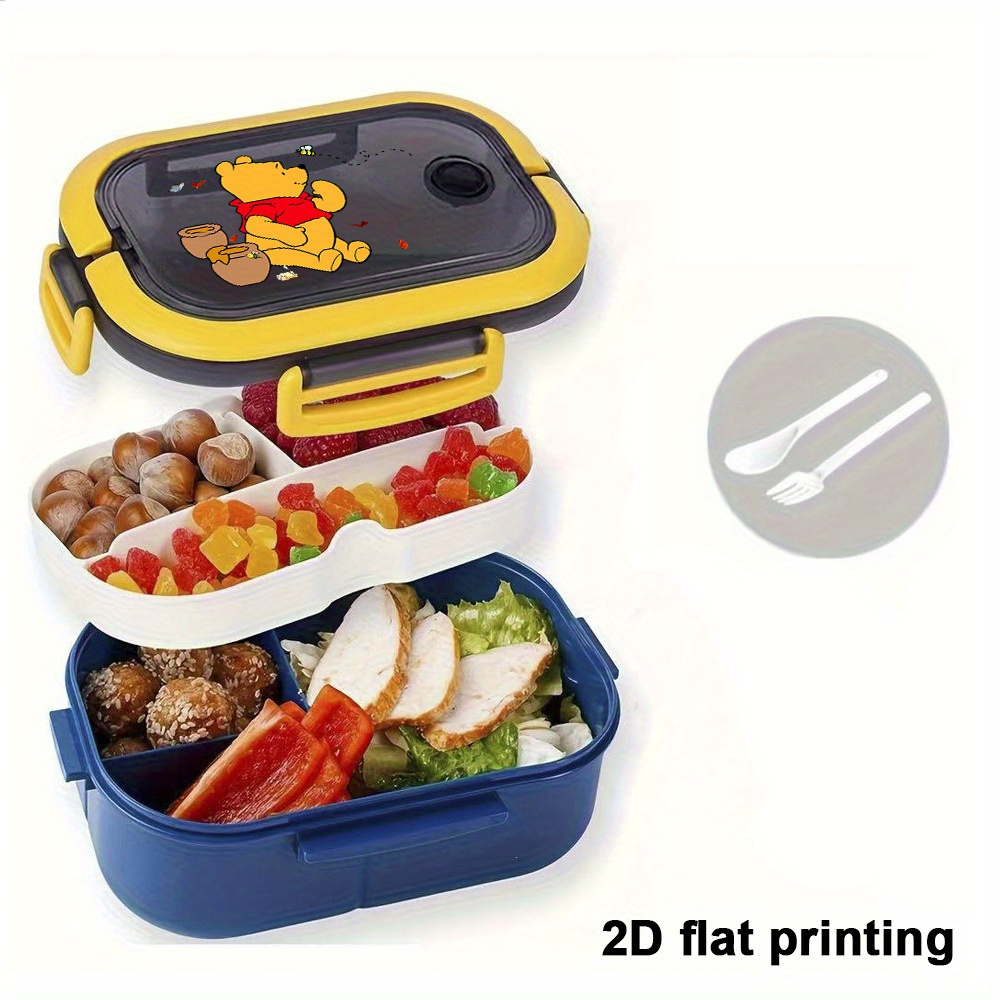 TEMU 1pc With Prints, Durable Lunch Boxes And Tableware, Partitioned Bento Boxes, Portable School Lunch Boxes, Outdoor And Work Meals,