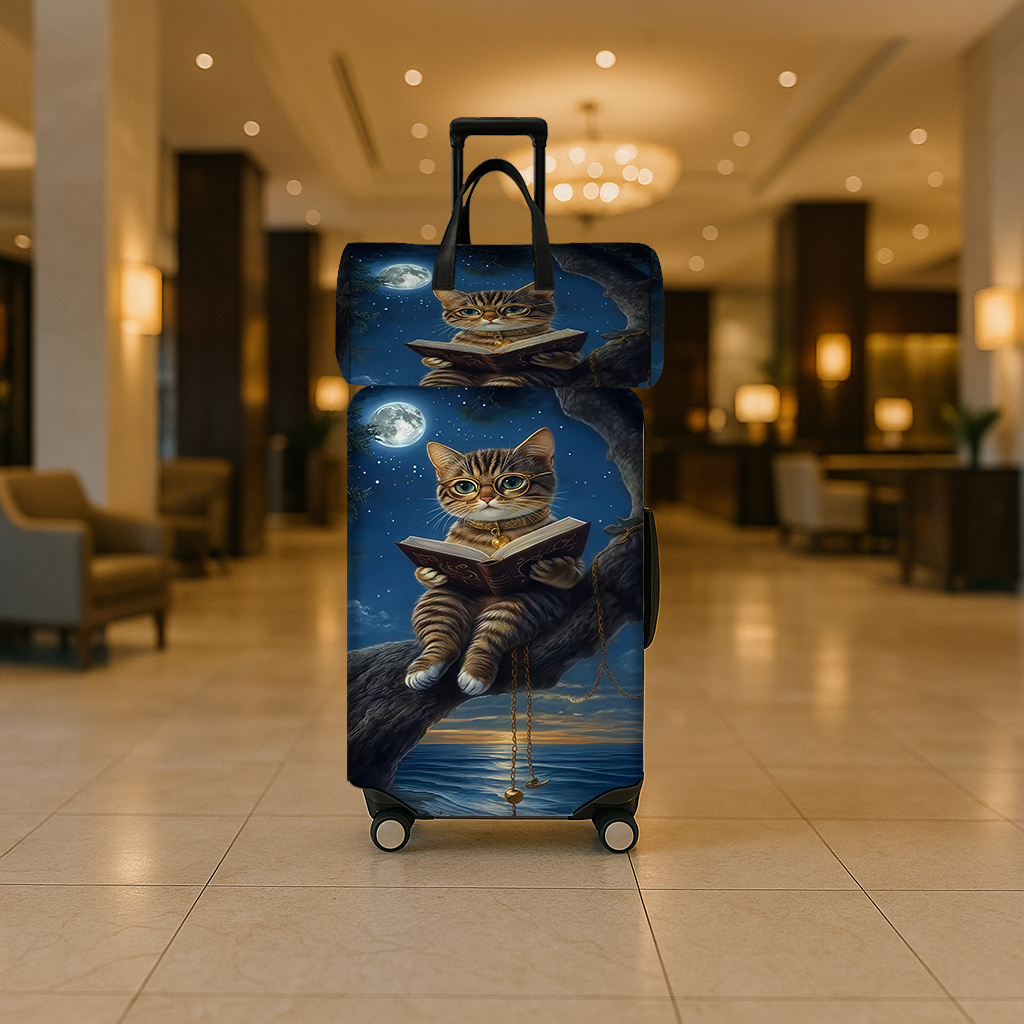 Moonlit Night Cat Luggage Set with Travel Bag
