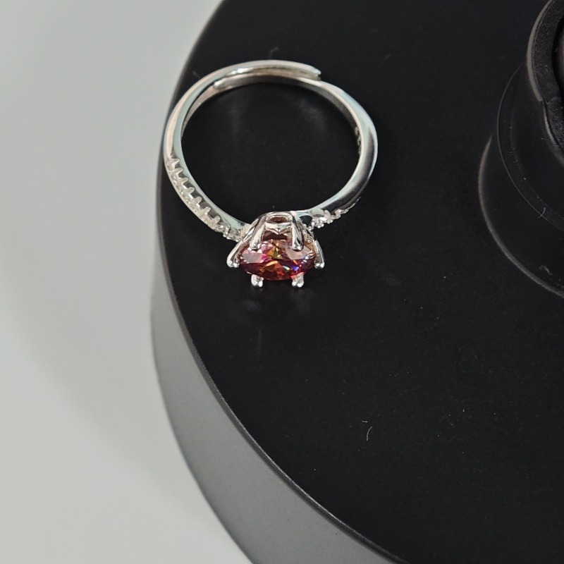 1pc 1.7g S925 Pure 1 Moissanite Sun Flower Ring Adjustable Ring