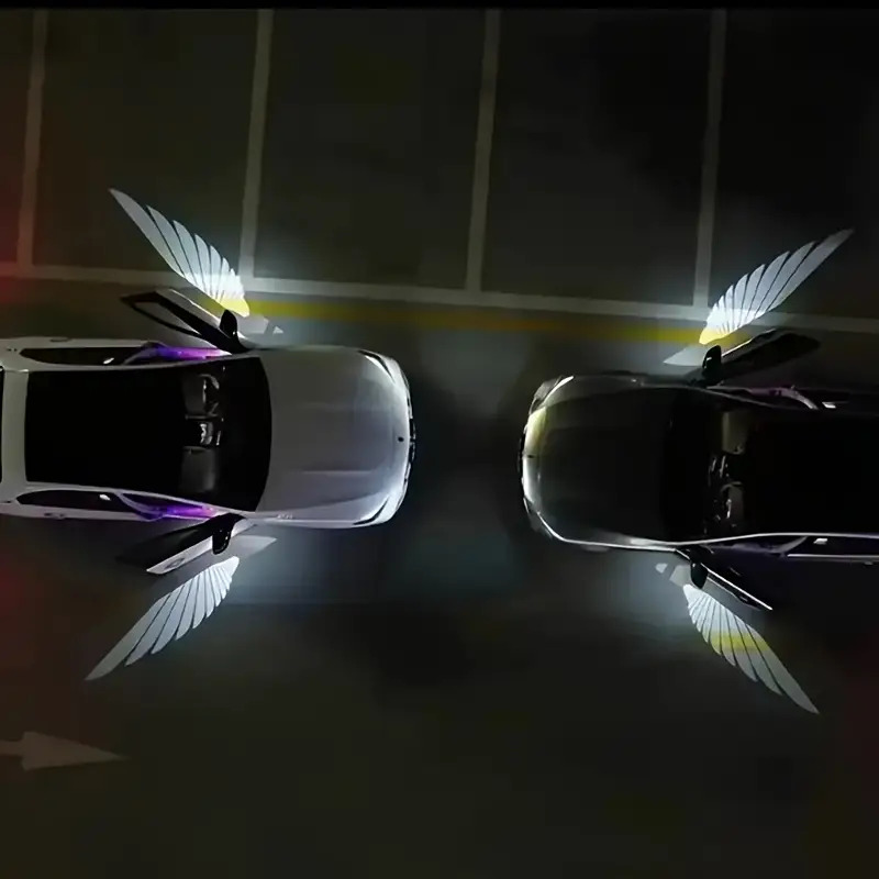 2pcs angel wing shaped led lights   car door decorative lights small decorative accessories modification lights projection lights suitable for all vehicles christmas gifts