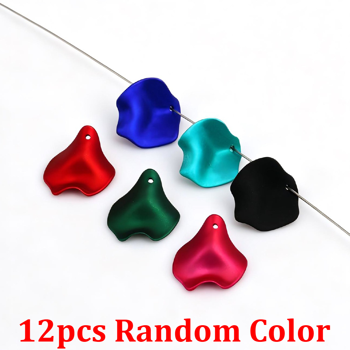 TEMU 12pcs Random Color 2.6x2.4cm Epiphyllum Petal Shaped Matte Acrylic Pendants, 0.15cm Hole, Suitable For Braiding, Earrings And Handmade Crafts