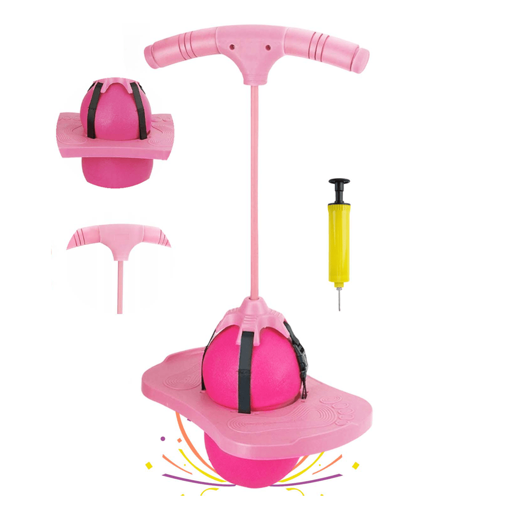 Image of Foam Handle Balance Bouncing Jump Ball Complete With Inflatable Pump, Home Fitness Training Gear For Body Coordination Daily Exercise