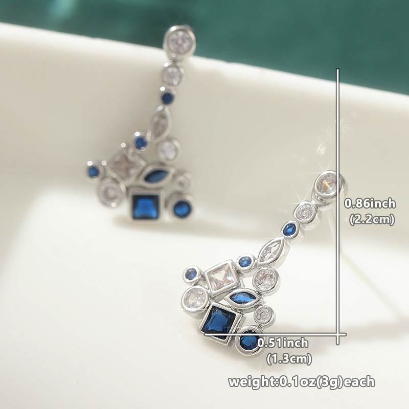 Women's Spliced Teardrop Dangle Earrings, Ocean Blue & White