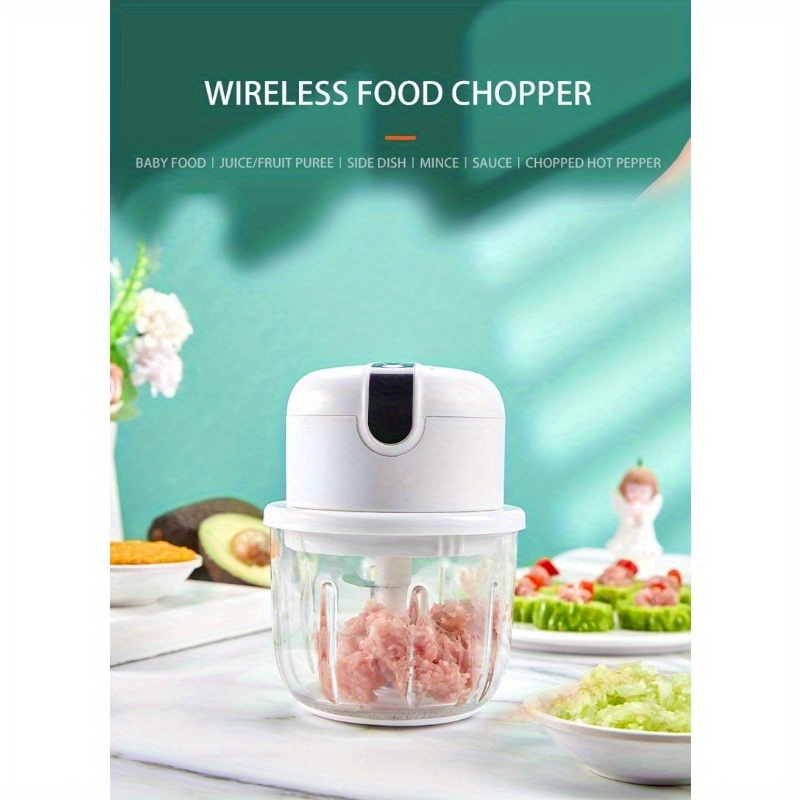 mini electric food processor usb rechargeable garlic mincer meat grinder 11 83oz multi functional kitchen appliance for pepper nuts meat grinding durable plastic lithium battery 18650 series Product details 7