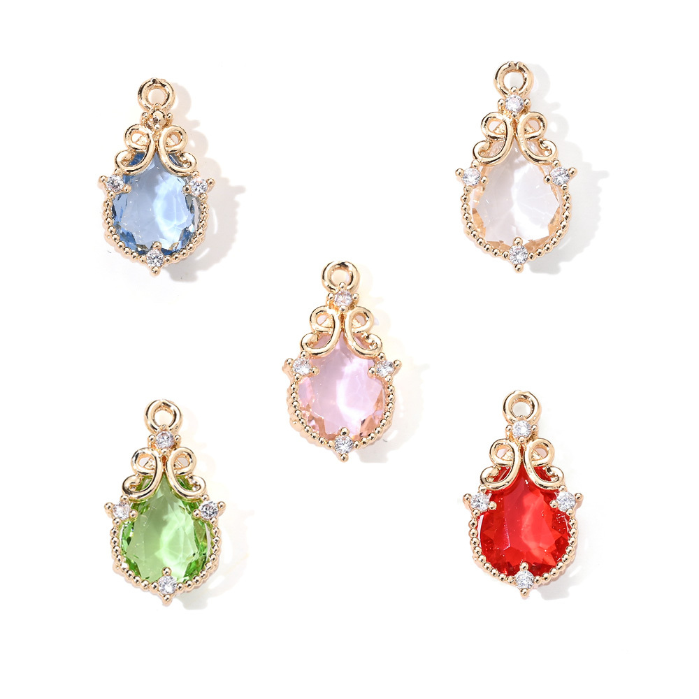 Image of 5pcs10x17mm Colored Glass Retro Pendant For Diy Bracelets Necklaces Earrings Jewelry Handmade Art Decoration
