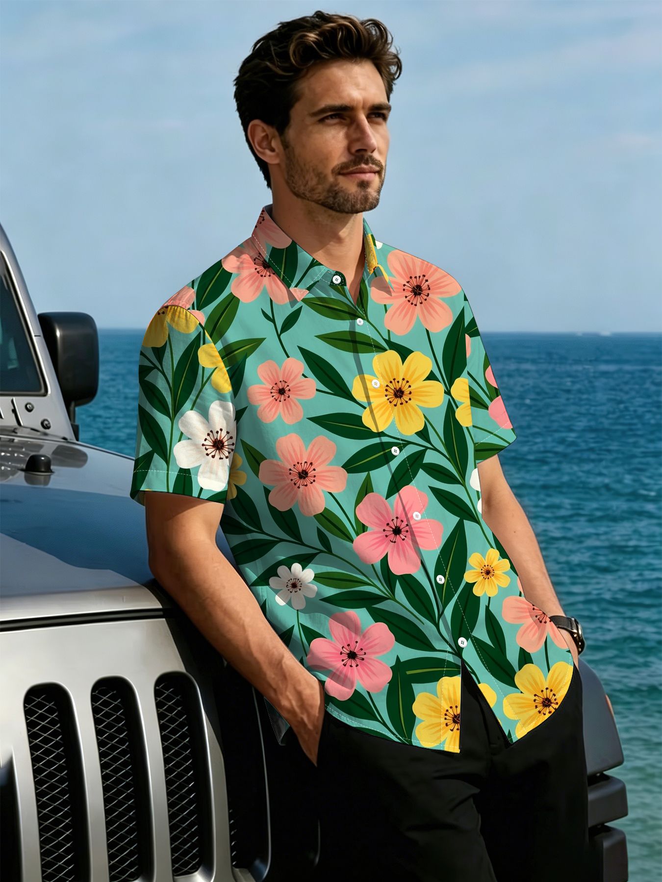 item picture mens retro 3d printed pattern   floral   shirt short sleeve hawaiian shirt