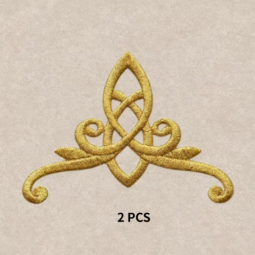 E-shop 2 Stk. Übergroßer königlicher goldener Kronen-Aufnäher, bestickter Tiara-Applikation zum Aufbügeln oder Aufnähen für Jacken, Mützen, Rucksäcke &