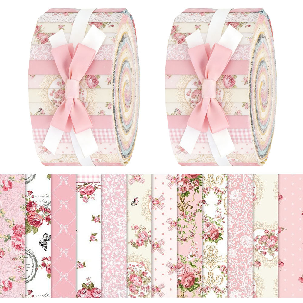 TEMU 40pcs (6.5 X 50cm/15.7 X 19.7inch) Of Pink Fabric, Floral Stitching Fabric, Printed Fabric, Fabric For Handmade Projects - Used For , Cutting,