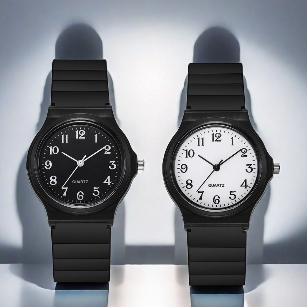 TEMU 2pcs Pack (2pcs) Simple Quartz Watch With Hands, Minimalist Round Face & Quartz Movement - Unisex Casual Everyday Watch Suitable For Daily Wear,