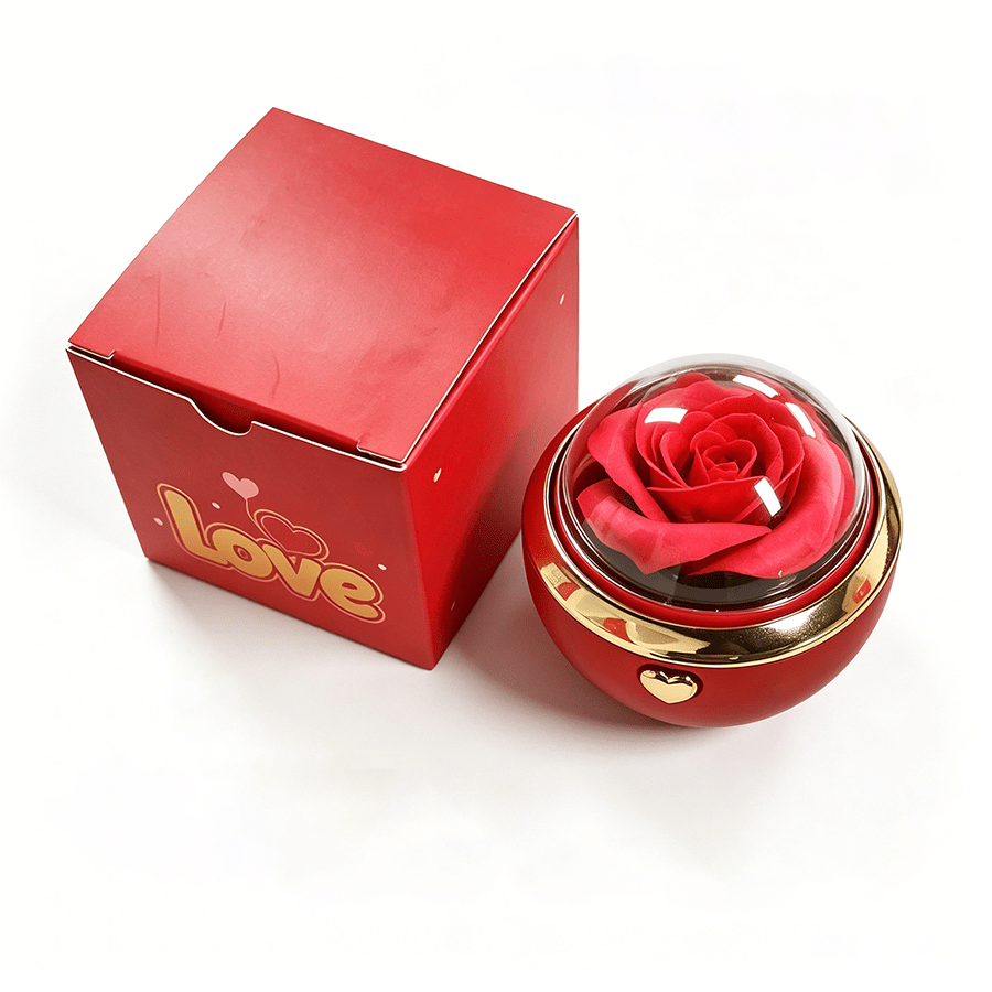 TEMU Spherical Rose Flower Flip Ring Gift Box, Creative Surprise Jewelry Box, Ring And Stud Earring Jewelry Packaging Box, Very Suitable For