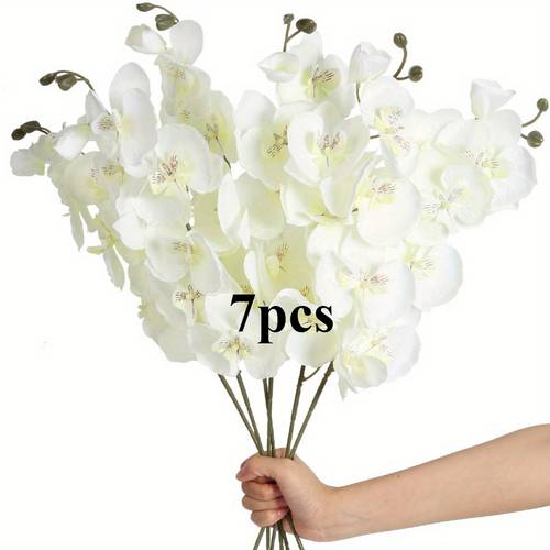 lifelike real touch 7pcs artificial orchids phalaenopsis flowers for diy wedding centerpieces home party decor valentines day mothers day graduation gifts