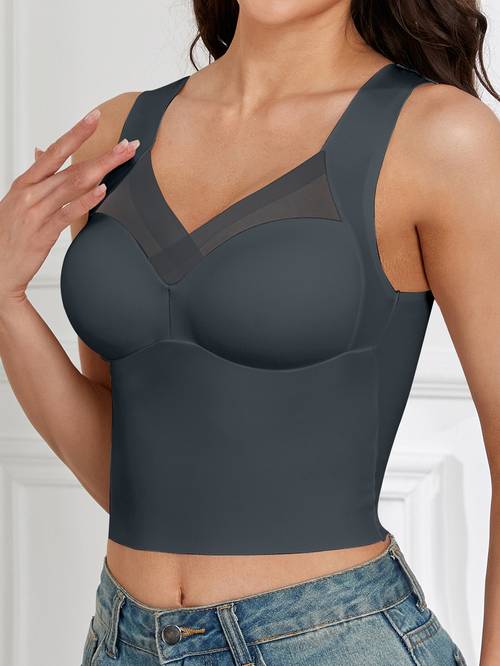 esselegance bra wire free sports tank top side support gathering high built in padding