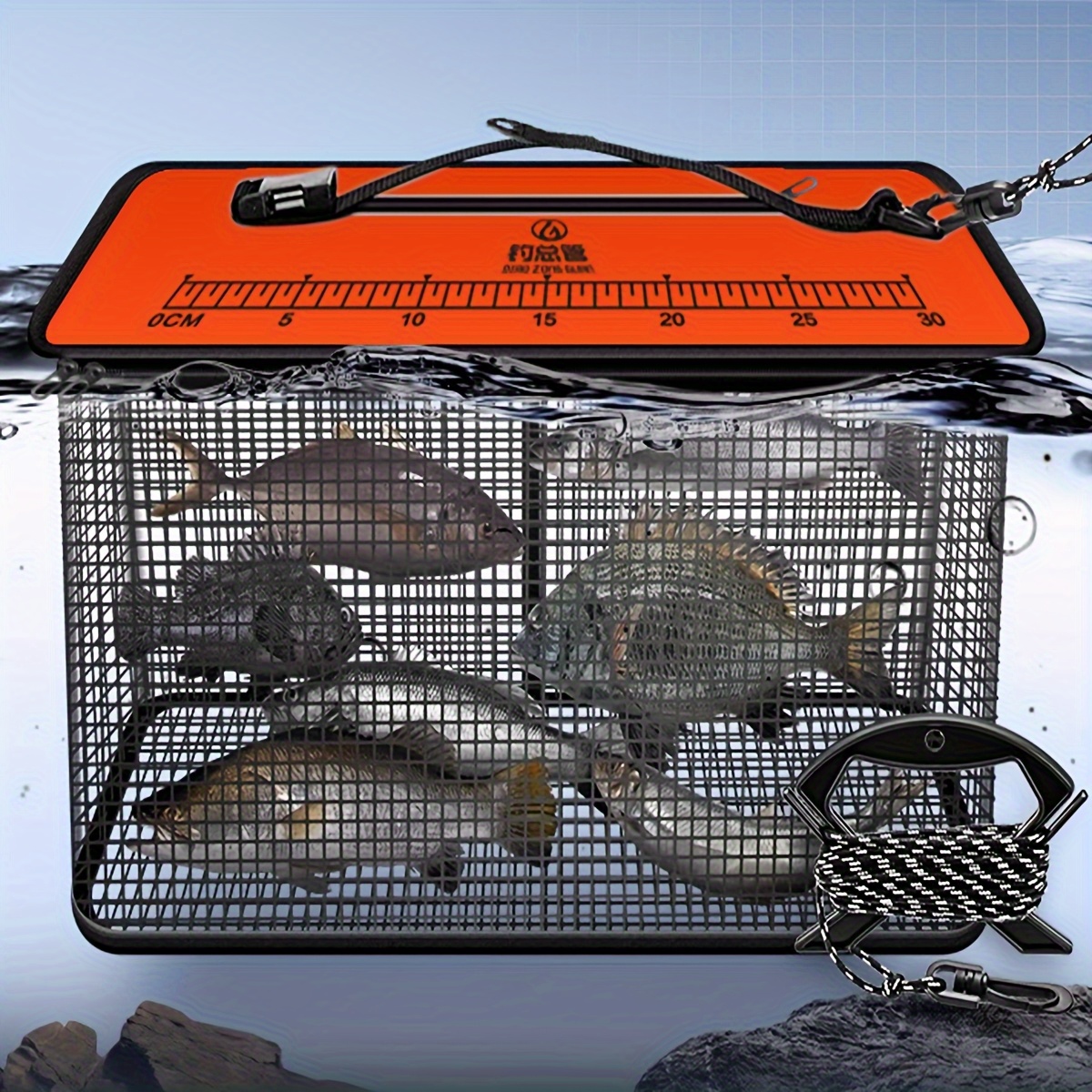 foldable floating cage, rubber coated fish basket, sea live fish catch protector, hanging fishing cage, minnow bait bucket minnow trap Product details 6