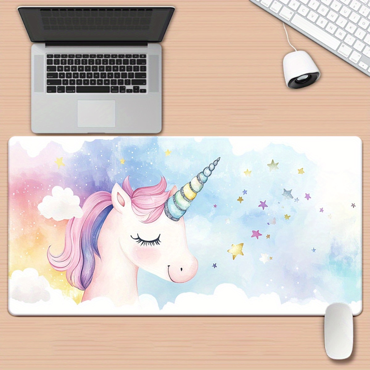 TEMU 1pc Unicorn Star Sky Pattern Hd Printed Pad For Desk, Multi Functional Xxl Mousepad, Keyboard Gaming Mouse Mats, Office Computer Desk Mat.gifts