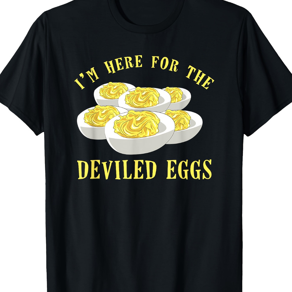 

Deviled Egg Funny , Men T-shirt 180g Cotton Soft T-shirts Christmas T-shirt Men' Trend Cotton Round Neck Casual Letter Printed Short Sleeve Graphic T-shirt Zy