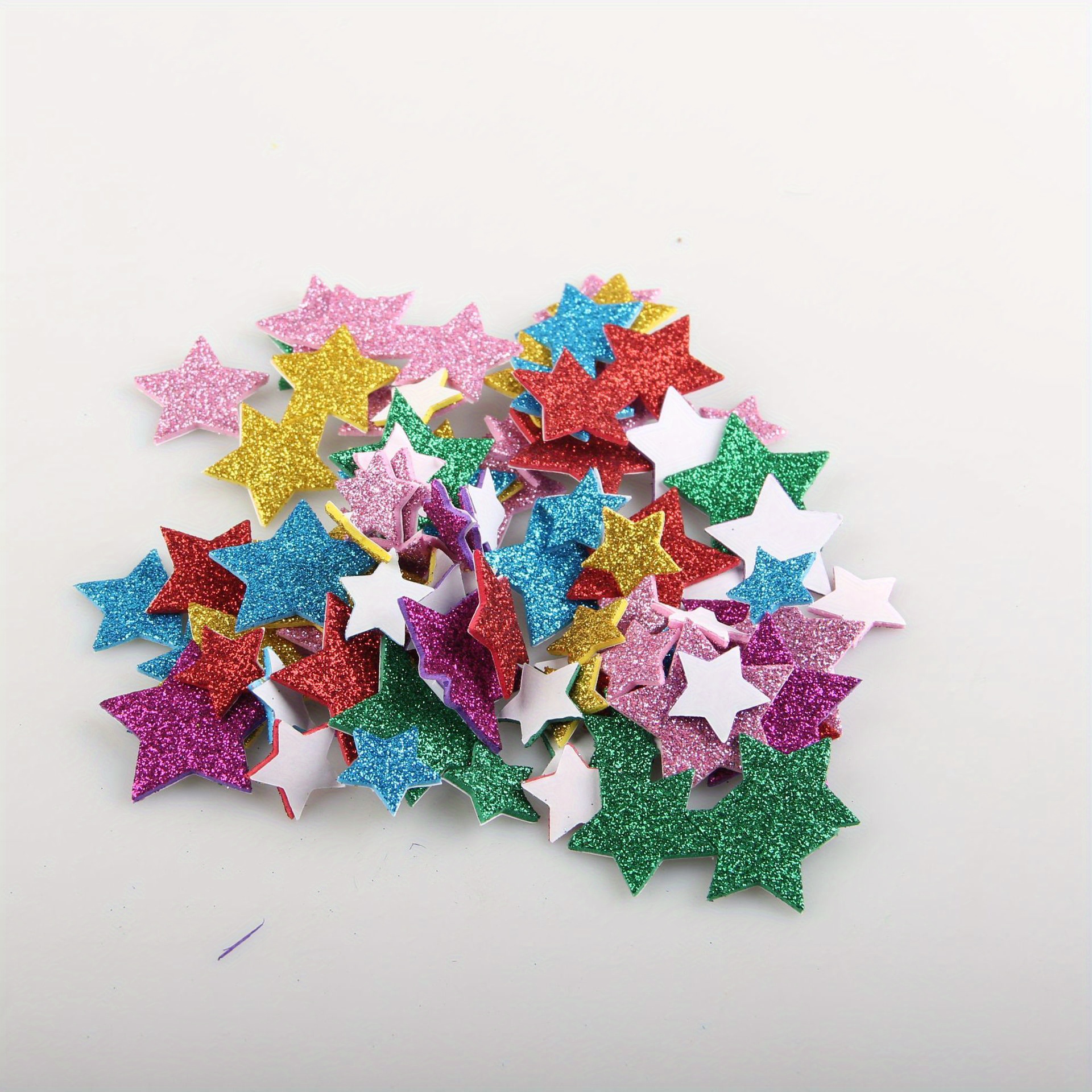Image of 90pcs Christmas Star Stickers Glitter Foam Stickers Crafts Decals Stickers Scrapbooking Greeting Cards Home Christmas New Year Birthday Party Graduation Decoration Decals